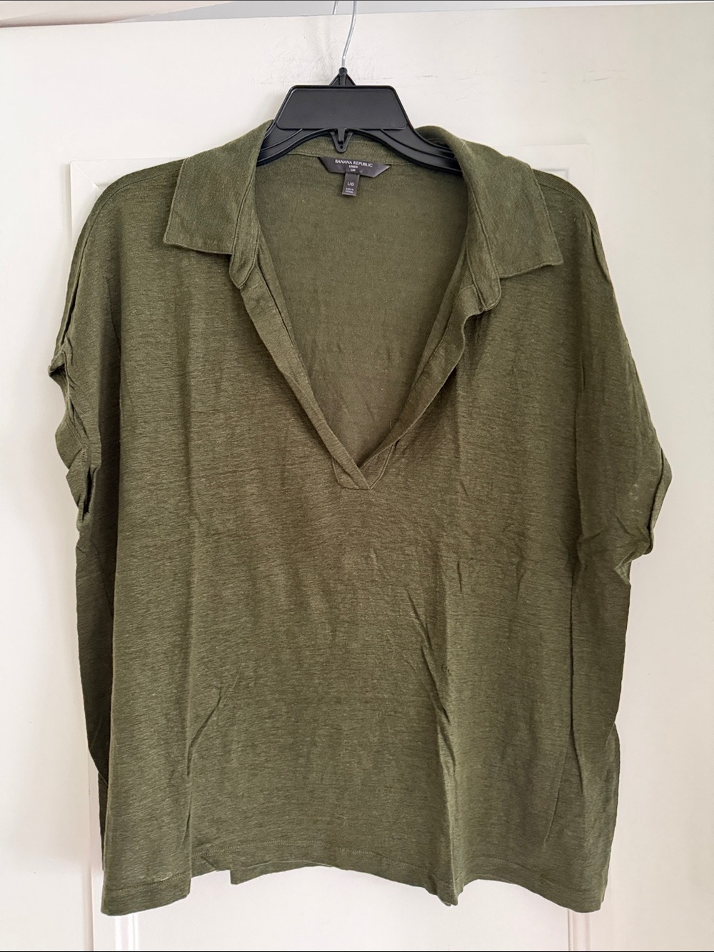 Banana Republic Olive Green Short Sleeve Button-Down Shirt